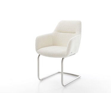 DELIFE Sledemodel Pejo-Flex bouclé wit sledemodel rond roestvrij staal pocketveer kern