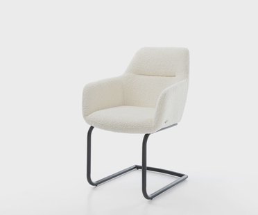 DELIFE Sledemodel Pejo-Flex bouclé wit sledemodel rond zwart pocketveer kern