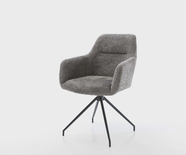 DELIFE Eetkamerstoel Pejo-Flex bouclé grijs kruisframe conisch zwart