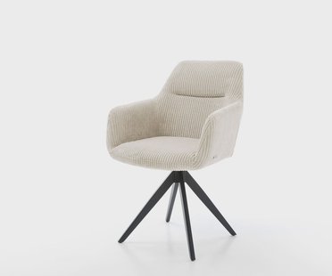 DELIFE Eetkamerstoel Pejo-Flex koord beige kruisframe hoekig zwart pocketveer kern