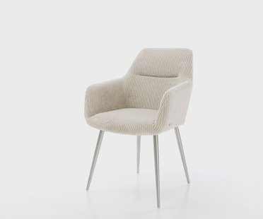 DELIFE Eetkamerstoel Pejo-Flex koord beige 4-poot conisch roestvrij staal pocketveer kern