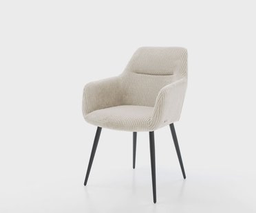 DELIFE Eetkamerstoel Pejo-Flex koord beige 4-poot conisch zwart pocketveer kern