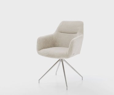 DELIFE Eetkamerstoel Pejo-Flex koord beige kruisframe conisch roestvrij staal pocketveer kern