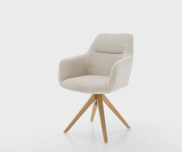 DELIFE Eetkamerstoel Pejo-Flex koord beige houten frame hoekig natuur pocketveer kern