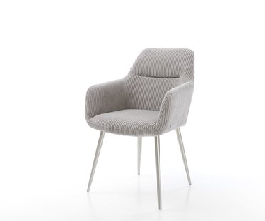 DELIFE Eetkamerstoel Pejo-Flex koord zilver grijs 4-poot conisch roestvrij staal pocketveer kern