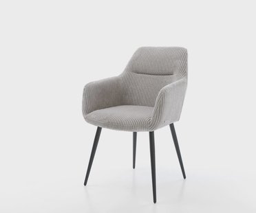 DELIFE Eetkamerstoel Pejo-Flex koord zilver grijs 4-poot conisch zwart pocketveer kern