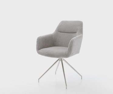 DELIFE Eetkamerstoel Pejo-Flex koord zilver grijs kruisframe conisch roestvrij staal pocketveer kern