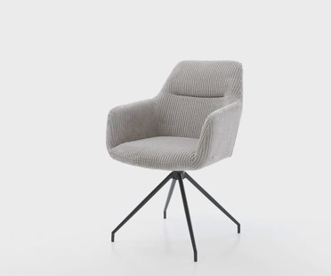 DELIFE Eetkamerstoel Pejo-Flex koord zilver grijs kruisframe conisch zwart pocketveer kern