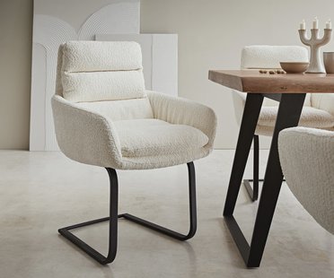 DELIFE Sledemodel Abelia-Flex met armleuning bouclé wit sledemodel vlak zwart