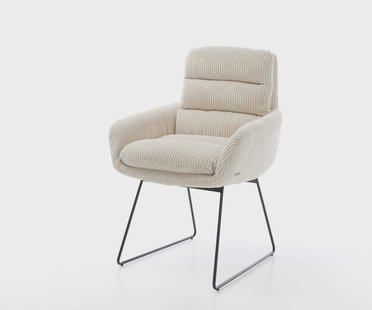 DELIFE Eetkamerstoel Abelia-Flex met armleuning koord beige slipframe zwart