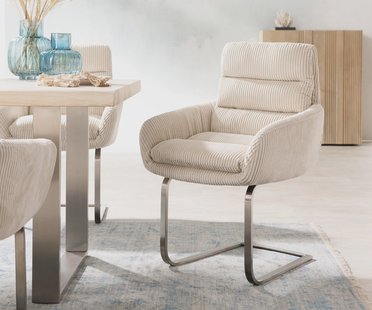 DELIFE Sledemodel Abelia-Flex met armleuning koord beige sledemodel vlak roestvrij staal