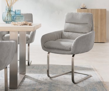 DELIFE Sledemodel Abelia-Flex met armleuning koord zilver grijs sledemodel vlak roestvrij staal