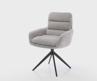 DELIFE Eetkamerstoel Abelia-Flex met armleuning koord zilver grijs kruisframe breed zwart