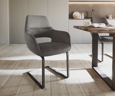 DELIFE Sledemodel Yago-Flex met armleuning microvelours antraciet vintage sledemodel vlak zwart pocketveer kern