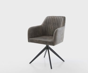 DELIFE Eetkamerstoel Greg-Flex microvelours grijs antiek kruisframe breed zwart pocketveer kern