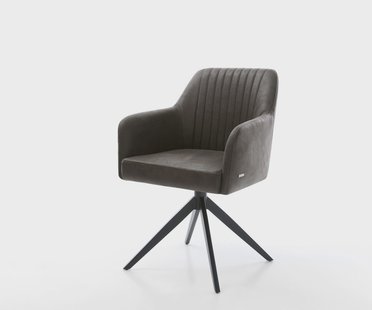 DELIFE Eetkamerstoel Greg-Flex microvelours antraciet vintage kruisframe breed zwart pocketveer kern