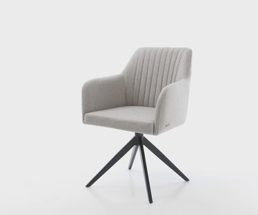 DELIFE Eetkamerstoel Greg-Flex stripes lichtgrijs kruisframe breed zwart