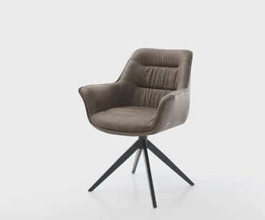 DELIFE Eetkamerstoel Kaira-Flex microvelours taupe vintage kruisframe breed zwart