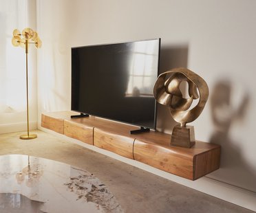 DELIFE Tv-meubel New Live-Edge 240 cm natuur acacia 4 laden zwevend