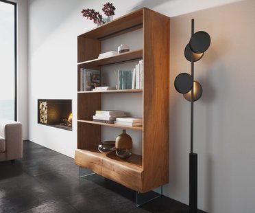 DELIFE Ladekast New Live-Edge 115x150 cm acacia natuur 2 laden glasvoet zwevend