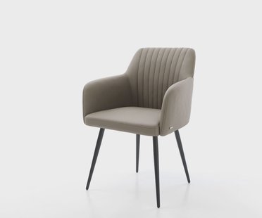 DELIFE Eetkamerstoel Greg-Flex echt leer mud 4-poot conisch zwart pocketveer kern