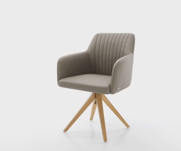 DELIFE Eetkamerstoel Greg-Flex echt leer mud houten frame hoekig natuur pocketveer kern