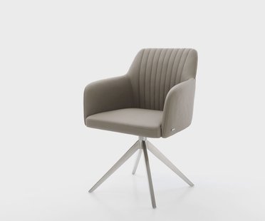 DELIFE Eetkamerstoel Greg-Flex echt leer mud kruisframe breed roestvrij staal pocketveer kern