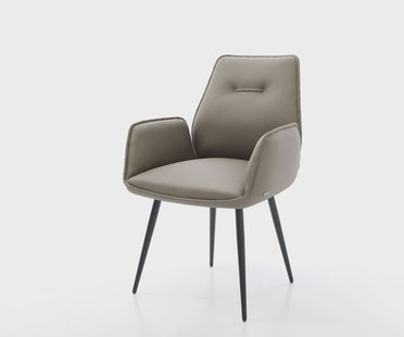 DELIFE Eetkamerstoel Zoa-Flex echt leer mud 4-poot conisch zwart pocketveer kern