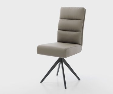 DELIFE Eetkamerstoel Pela-Flex echt leer mud kruisframe hoekig zwart pocketveer kern