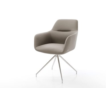 DELIFE Eetkamerstoel Pejo-Flex echt leer mud kruisframe conisch roestvrij staal pocketveer kern