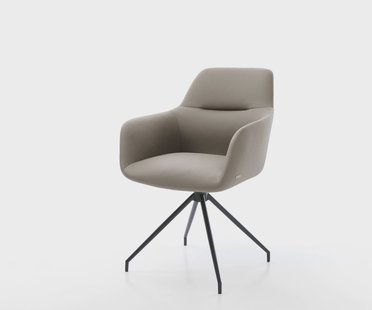 DELIFE Eetkamerstoel Pejo-Flex echt leer mud kruisframe conisch zwart pocketveer kern