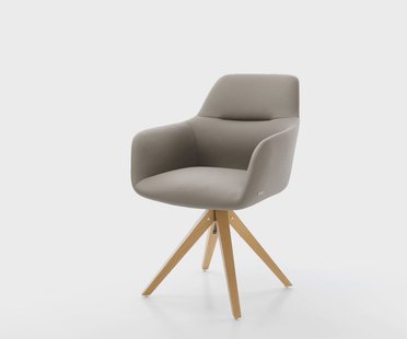 DELIFE Eetkamerstoel Pejo-Flex echt leer mud houten frame hoekig natuur pocketveer kern