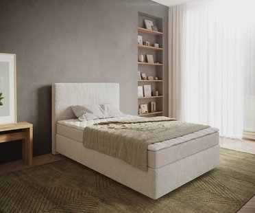 DELIFE Boxspringbed Dream-Well 120x200 cm Bouclé Crème-Wit met Matras en Topper