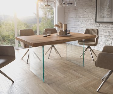 DELIFE Eettafel Edge 160x90 XL acacia natuur glas Live-Edge