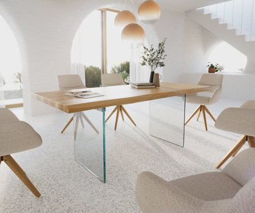 DELIFE Eettafel Edge 200x100 eiken natuur glas Live-Edge