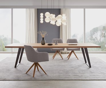 DELIFE Eettafel Edge 300x100 eiken natuur metaal schuin zwart