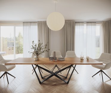 DELIFE Eettafel Edge 300x100 acacia natuur Spider staal  zwart  Live-Edge