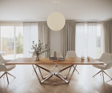 DELIFE Eettafel Edge 300x100 acacia natuur Spider staal  roestvrij staal  Live-Edge