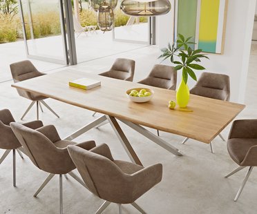 DELIFE Eettafel Edge 260x100x2,5-3 eiken natuur kruisframe rechthoek roestvrij staal  Live-Edge