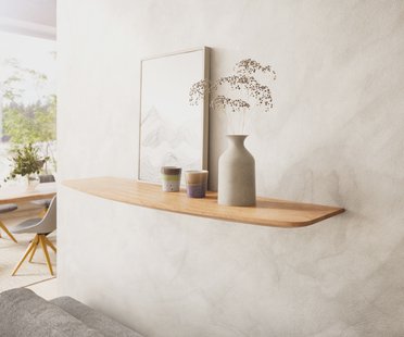 DELIFE Wandplank 100 cm natuur acacia Zwitserse rand massief