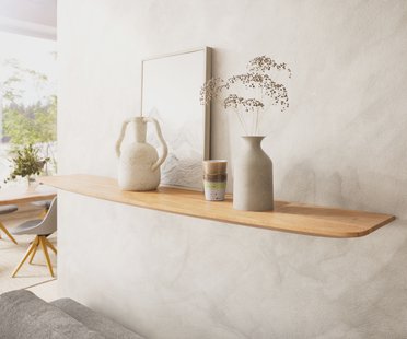 DELIFE Wandrek 145 cm natuur  acacia Zwitserse rand massief