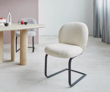 DELIFE Sledemodel Nube-Flex bouclé wit sledemodel vlak zwart pocketveer kern