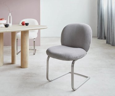 DELIFE Sledemodel Nube-Flex koord zilver grijs sledemodel vlak roestvrij staal pocketveer kern