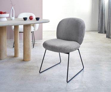 DELIFE Eetkamerstoel Nube-Flex koord zilver grijs slipframe zwart pocketveer kern