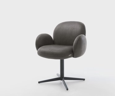 DELIFE Draaistoel Nube-Flex met armleuning microvelours antraciet vintage kruispoot zwart 360° draaibaar pocketveer kern