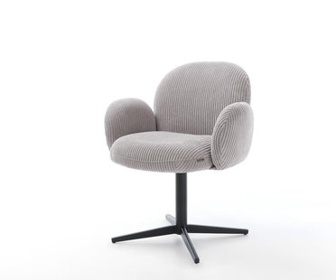 DELIFE Draaistoel Nube-Flex met armleuning koord zilver grijs kruispoot zwart 360° draaibaar pocketveer kern