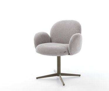 DELIFE Draaistoel Nube-Flex met armleuning koord zilver grijs kruispoot afwerking met titanium 360° draaibaar pocketveer kern