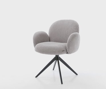 DELIFE Draaistoel Nube-Flex met armleuning koord zilver grijs kruisframe breed zwart 360° draaibaar pocketveer kern