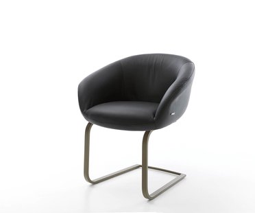 DELIFE Sledemodel Vinka-Flex met armleuning echt leer zwart sledemodel vlak afwerking met titanium pocketveer kern