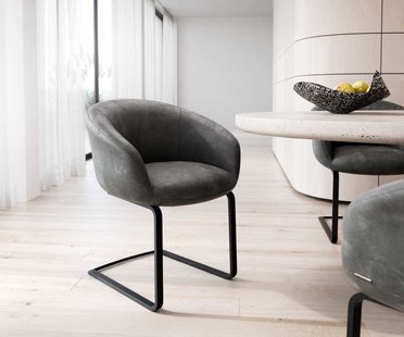 DELIFE Sledemodel Vinka-Flex met armleuning microvelours antraciet vintage sledemodel vlak zwart pocketveer kern